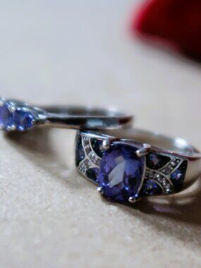 Purple Royalty Ring Duo BBJ and Other STS both 925 Sterling with Gemstone Detail